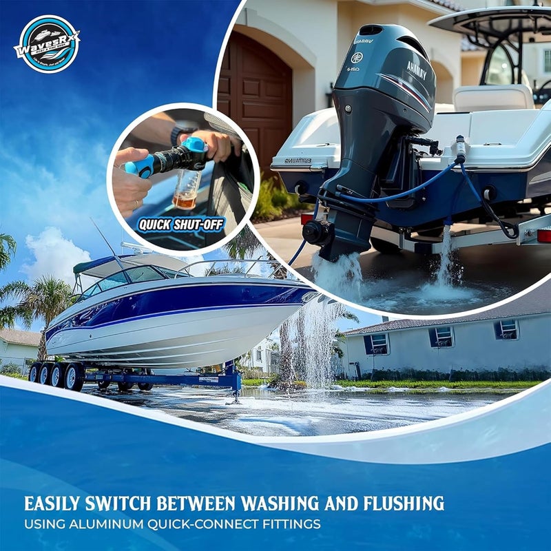 WAVESRX PWC & Boat Wash Sprayer & Engine Flush Mixer to Wash Salt Away | Dual-Use Marine Soap Foamer to Quickly Wash and Rinse | Cleaning Kit for Boating with Garden Hose Quick-Connect - Image 5
